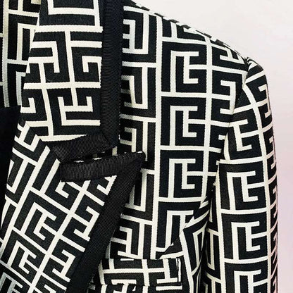 Geometric Jacquard Blazer