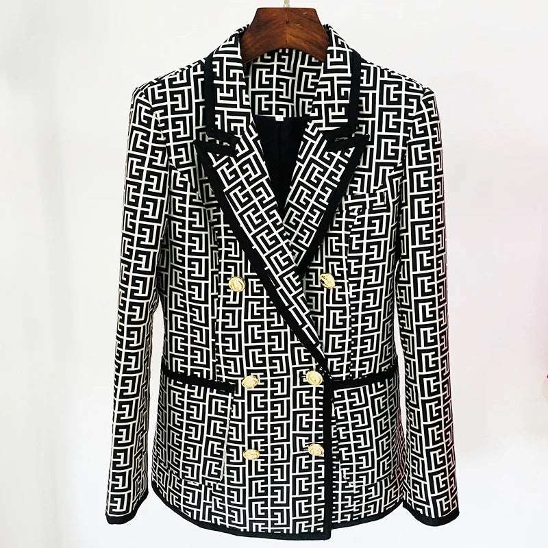 Geometric Jacquard Blazer