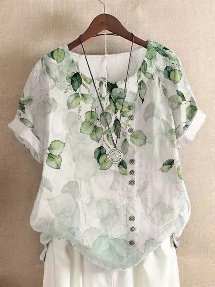 Floral O-Neck Blouse