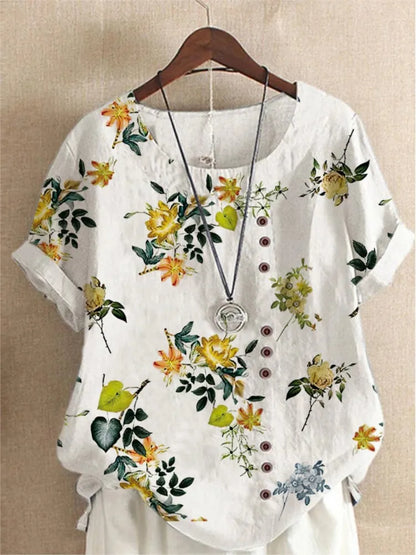 Floral O-Neck Blouse