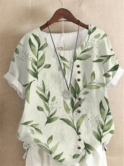 Floral O-Neck Blouse