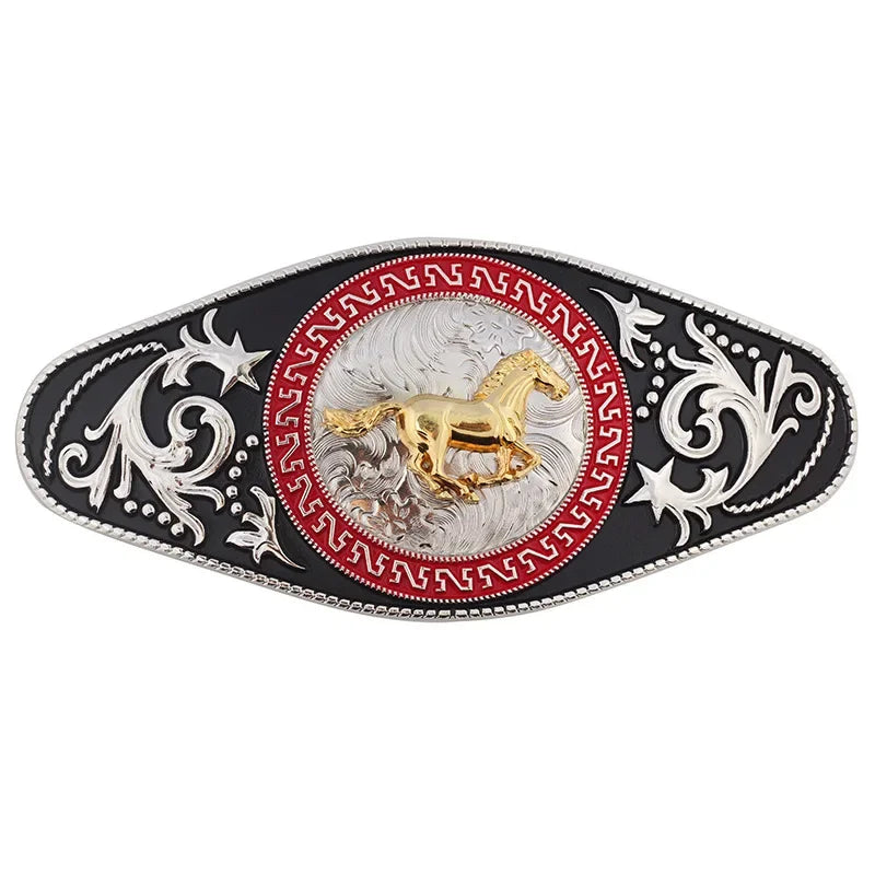 Golden Horse and Bull Belt Buckle