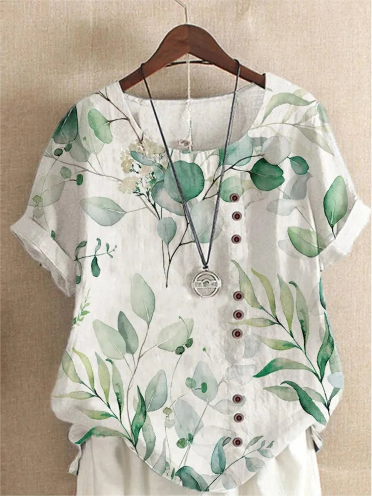 Floral O-Neck Blouse