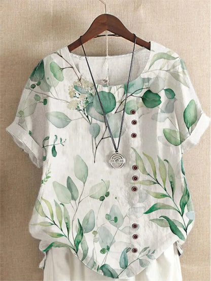 Floral O-Neck Blouse