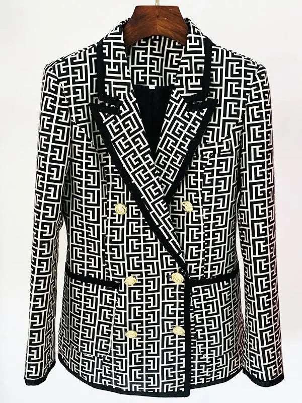 Geometric Jacquard Blazer