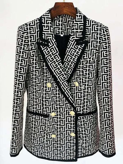 Geometric Jacquard Blazer